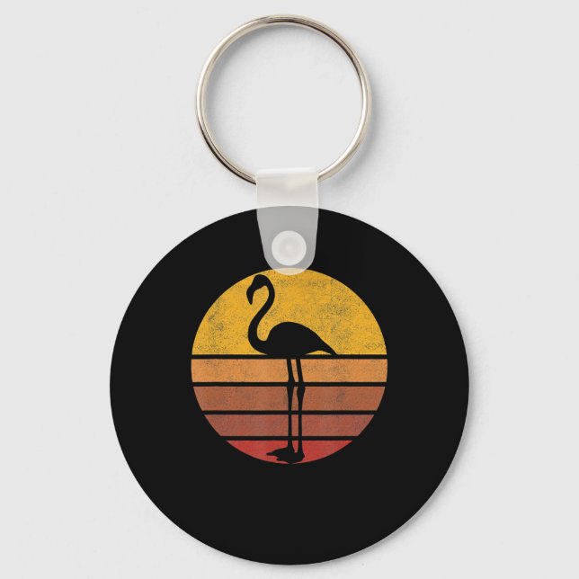 Flamingo |Sunset Trendig Animal Silhouette Flaming Nyckelring (Framsida)