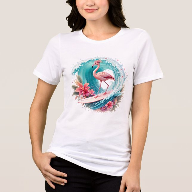 Flamingo Surf Style T Shirt (Framsida)