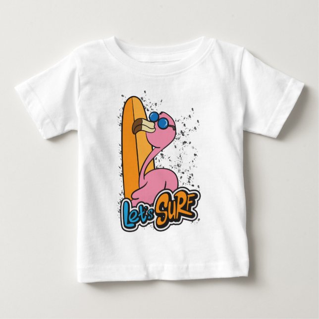 Flamingo surfarbaby  t shirt (Framsida)
