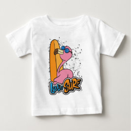 Flamingo surfer baby t shirt
