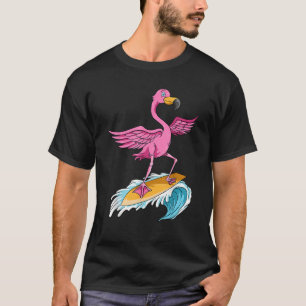 Flamingo Surfer Summer Vågar Surfboard Sur T Shirt