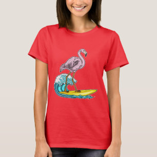 Flamingo Surfer Surfboard T Shirt