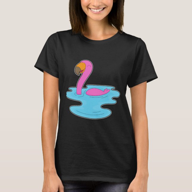 Flamingo Swimming T Shirt (Framsida)