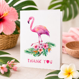 Flamingo Tacksamhetskort Rosa Tropisk Babyfirande Tack Kort