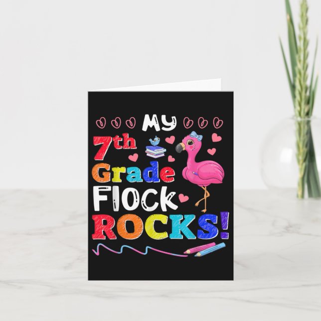 Flamingo Teacher Back to school My 7:e Klass Flock Kort (Framsida)
