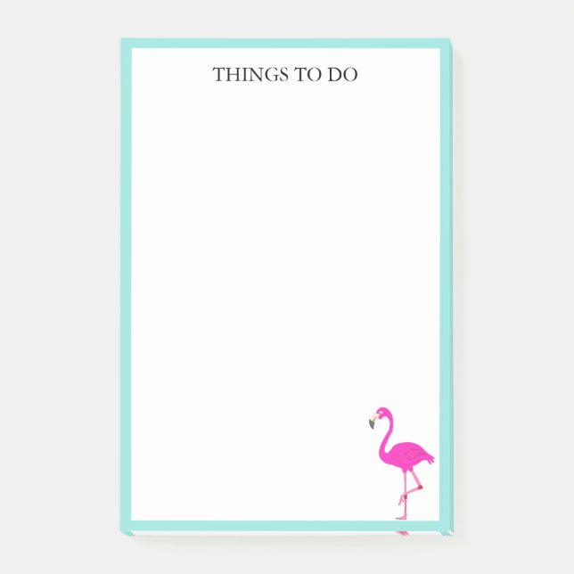 Flamingo & Teal Ram on White Post-it Block (Framsida)