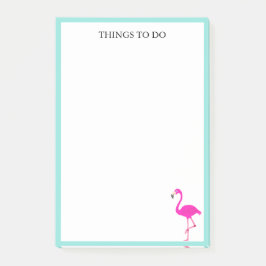Flamingo & Teal Ram på Vitt Post-it Block