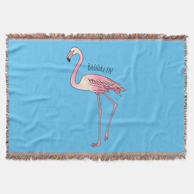 Flamingo-tecknad Filt (Framsidan)