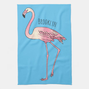 Flamingo-tecknad Kökshandduk