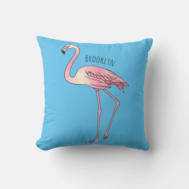 Flamingo-tecknad Kudde (Framsida)