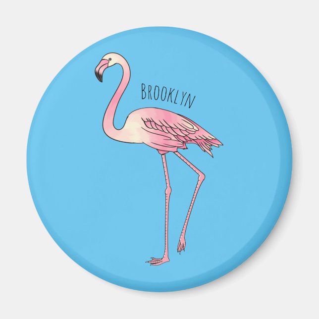 Flamingo-tecknad Magnet (Framsidan)