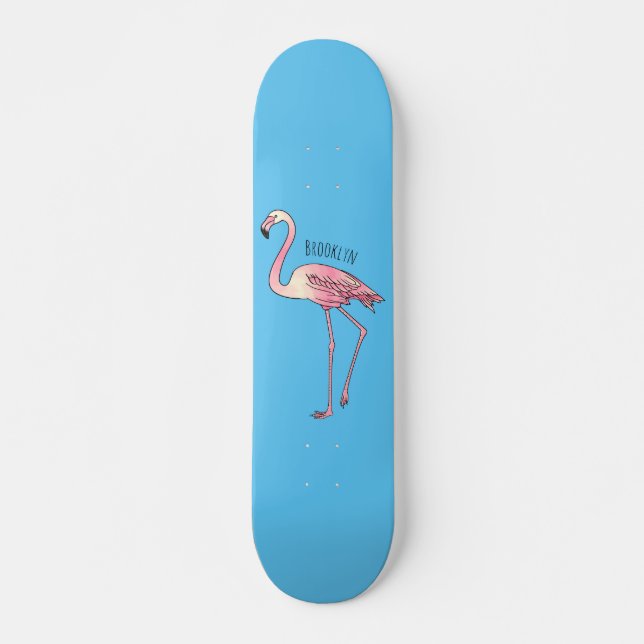 Flamingo-tecknad Mini Skateboard Bräda 18,5 Cm (Framsida)