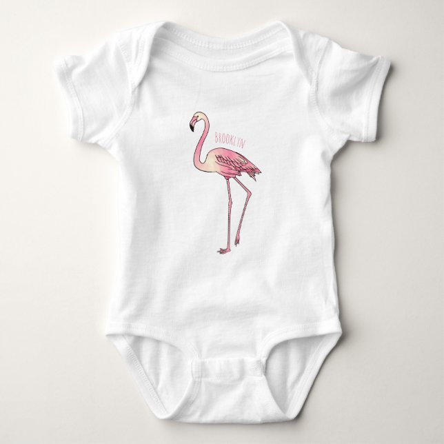Flamingo-tecknad T Shirt (Framsida)