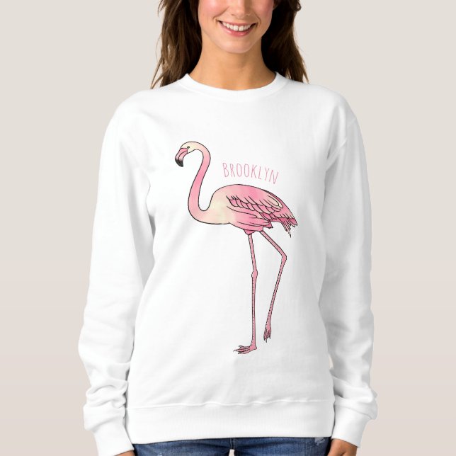 Flamingo-tecknad T Shirt (Framsida)