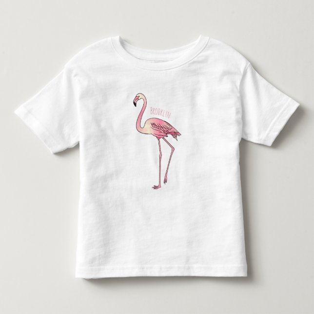 Flamingo-tecknad T Shirt (Framsida)