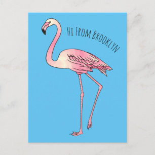 Flamingo-tecknad Vykort