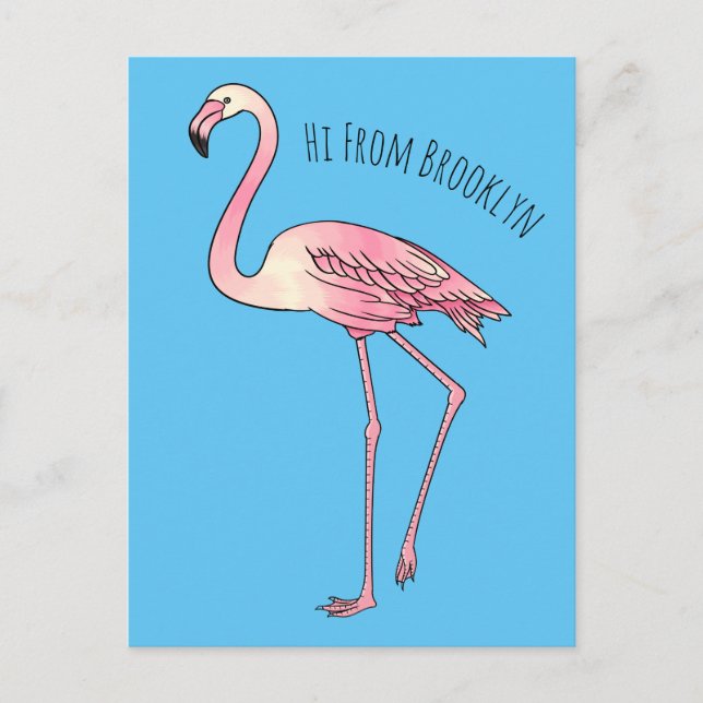 Flamingo-tecknad Vykort (Framsida)
