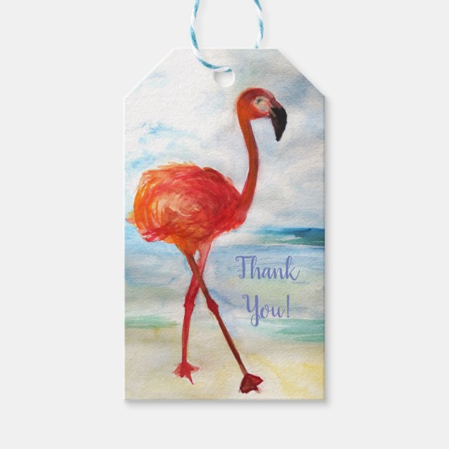Flamingo Teckning Anpassningsbar Gift Märkres Presentetikett (Framsidan)