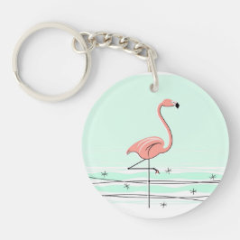 Flamingo Text back acrylic keychain grönt