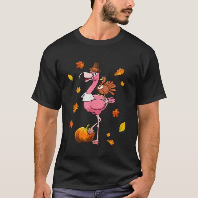 Flamingo Thanksgiving Halloween Gift T Shirt (Framsida)