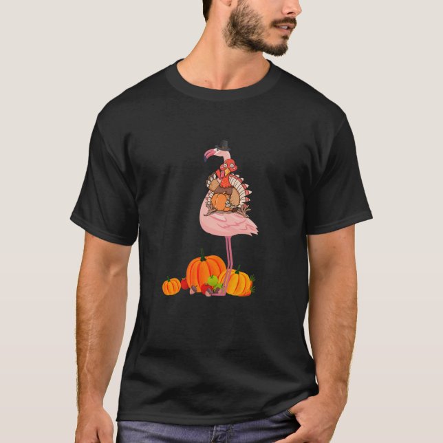 Flamingo Thanksgiving Halloween T Shirt (Framsida)