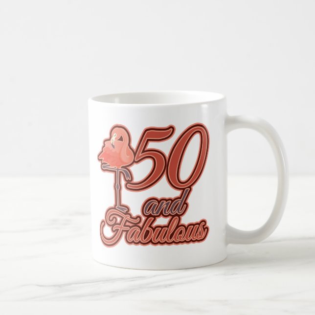 Flamingo Theme 50 och Fabulous 50:e födelsedagen Kaffemugg (Höger)
