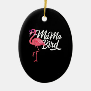 Flamingo Theme Birthday Gift - Mamma Bird Flamingo Julgransprydnad Keramik
