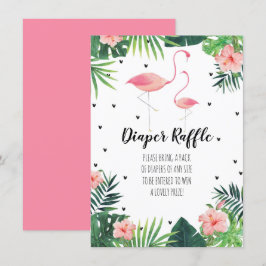 Flamingo Theter Baby Shower Diaper Raffle Card Inbjudningar