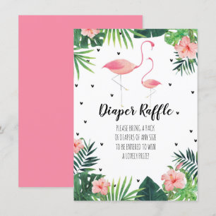 Flamingo Theter Baby Shower Diaper Raffle Card Inbjudningar