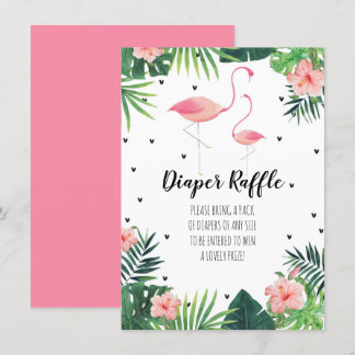 Flamingo Theter Baby Shower Diaper Raffle Card Inbjudningar