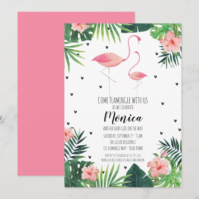 Flamingo Theter Baby Shower-inbjudan Inbjudningar (Fram/baksida)