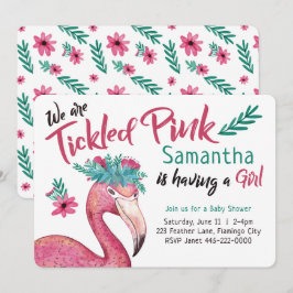 Flamingo Tickled Rosa Baby Shower Inbjudningar