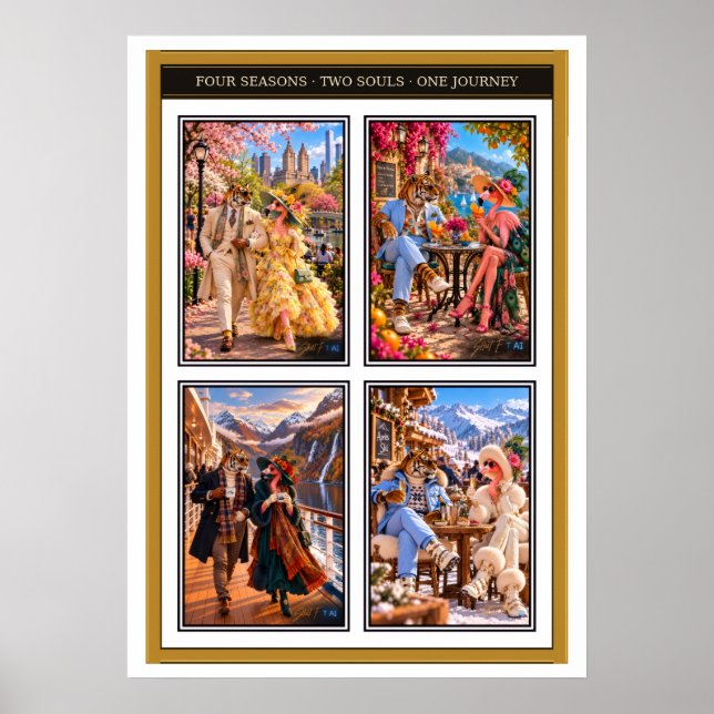 Flamingo & Tiger — Four Seasons, One Journey Poste Poster (Framsidan)