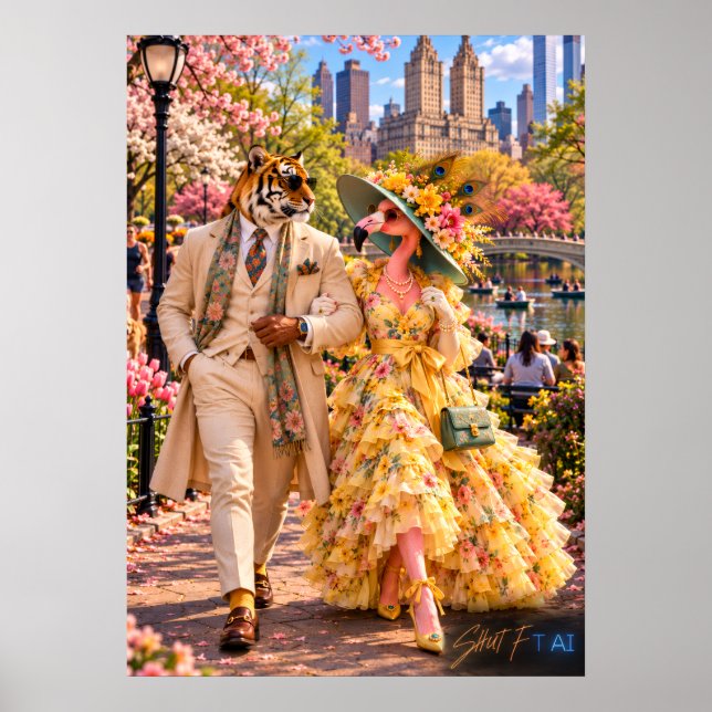 Flamingo & Tiger in New York – Spring in Central P Poster (Framsidan)