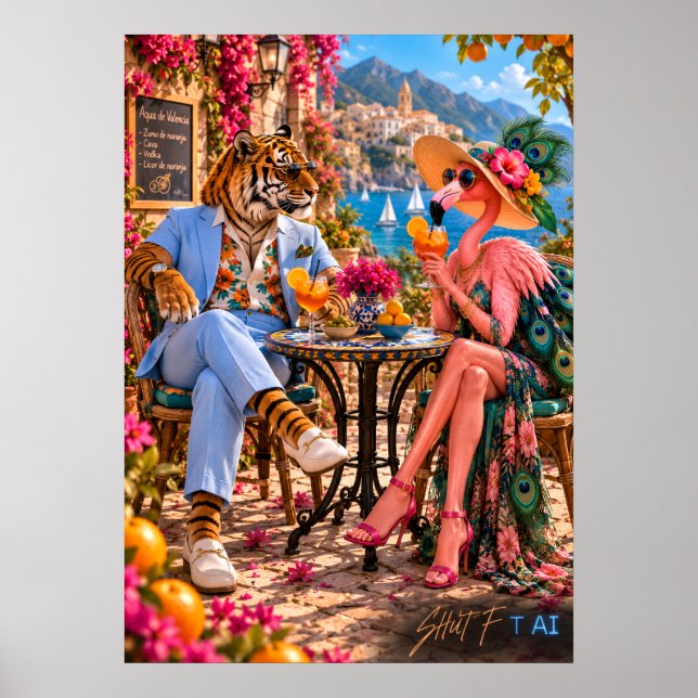 Flamingo & Tiger in Valencia — Mediterranean Summe Poster (Framsidan)