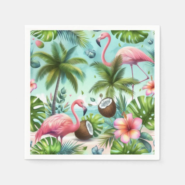 Flamingo tillflykt pappersservett (Framsidan)