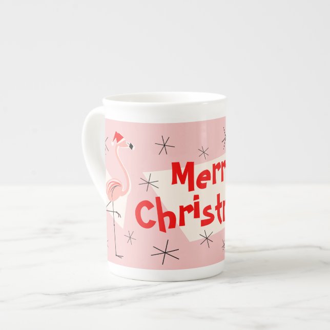 Flamingo Tomtar Rosa God Jul benporslin Mugg (Framsida vänster)
