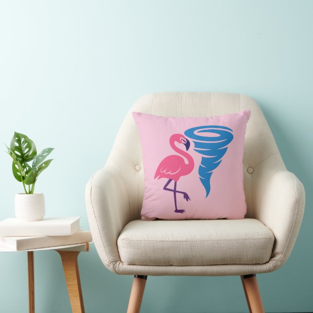 Flamingo Tornado Modern grafik med fetstil Kudde (Stol)