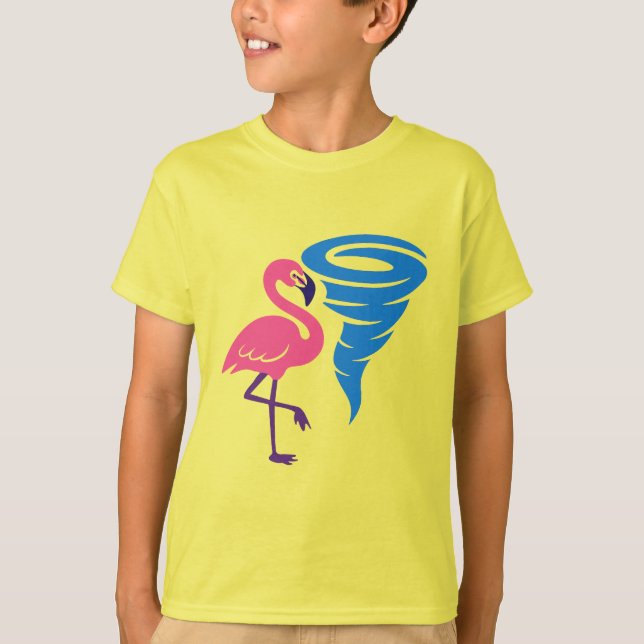 Flamingo Tornado Modern grafik med fetstil T Shirt (Framsida)