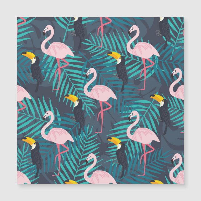 Flamingo, toucan: tropiska löv mönster (Framsida)