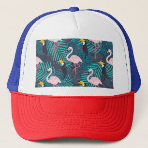 Flamingo, toucan: tropiska löv mönster keps