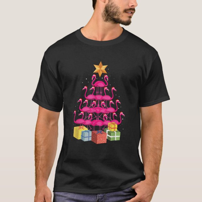 Flamingo Träd Funny Ugly jul T Shirt (Framsida)