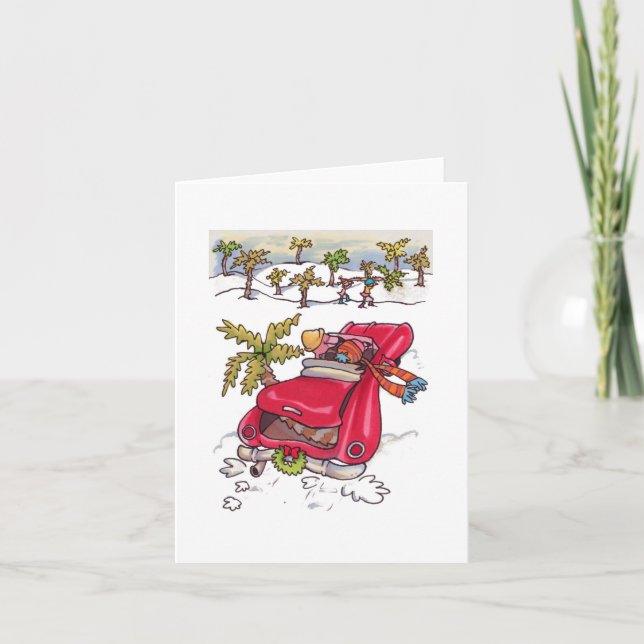 Flamingo Träd Helgdag Notecard Helgkort (Framsida)
