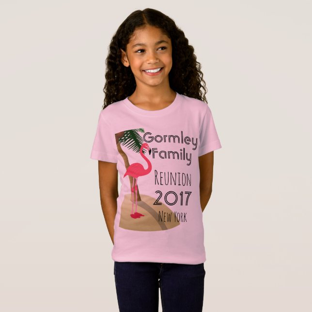 Flamingo Träd Tropical Family Reunion Girls T-shirt (Hel framsida)
