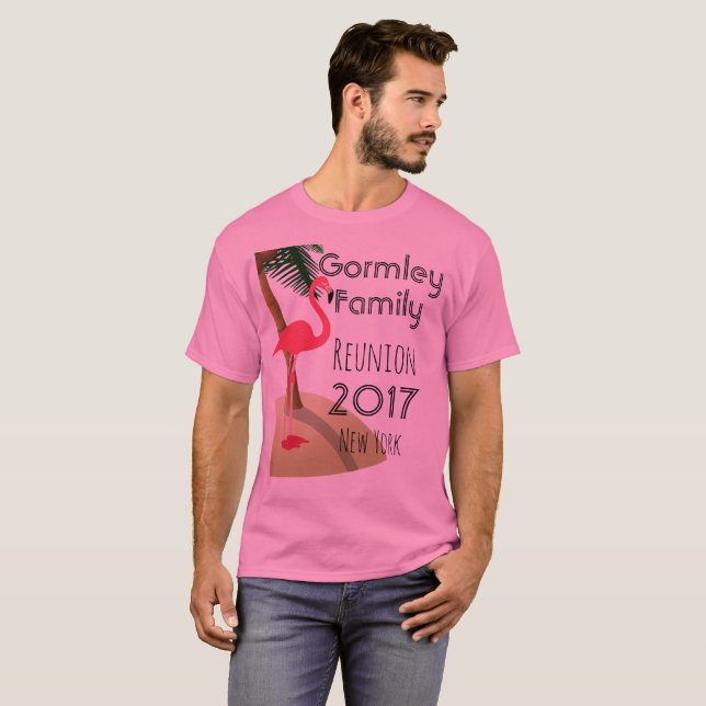 Flamingo Träd Tropical Family Reunion Shirt R Tee (Hel framsida)