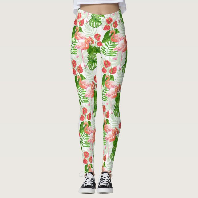 Flamingo-trädgård Leggings (Framsida)