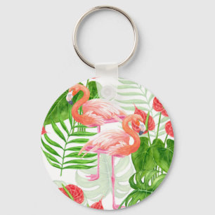 Flamingo trädgård nyckelring