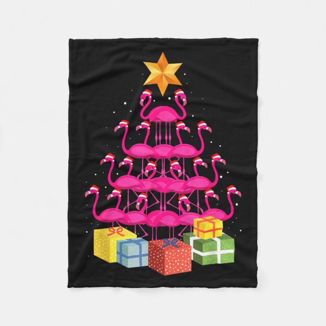 Flamingo Tree Funny Ugly Christmas  Fleecefilt (Framsidan)