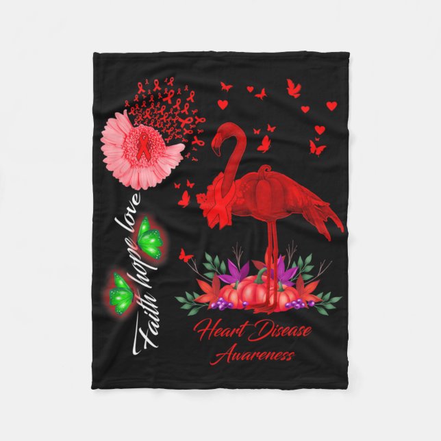 Flamingo Tro Hopp Kärlek Hjärt Sjukdom Medvetenhet Fleecefilt (Framsidan)