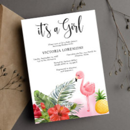 Flamingo Tropical är en baby Shower Inbjudningar
